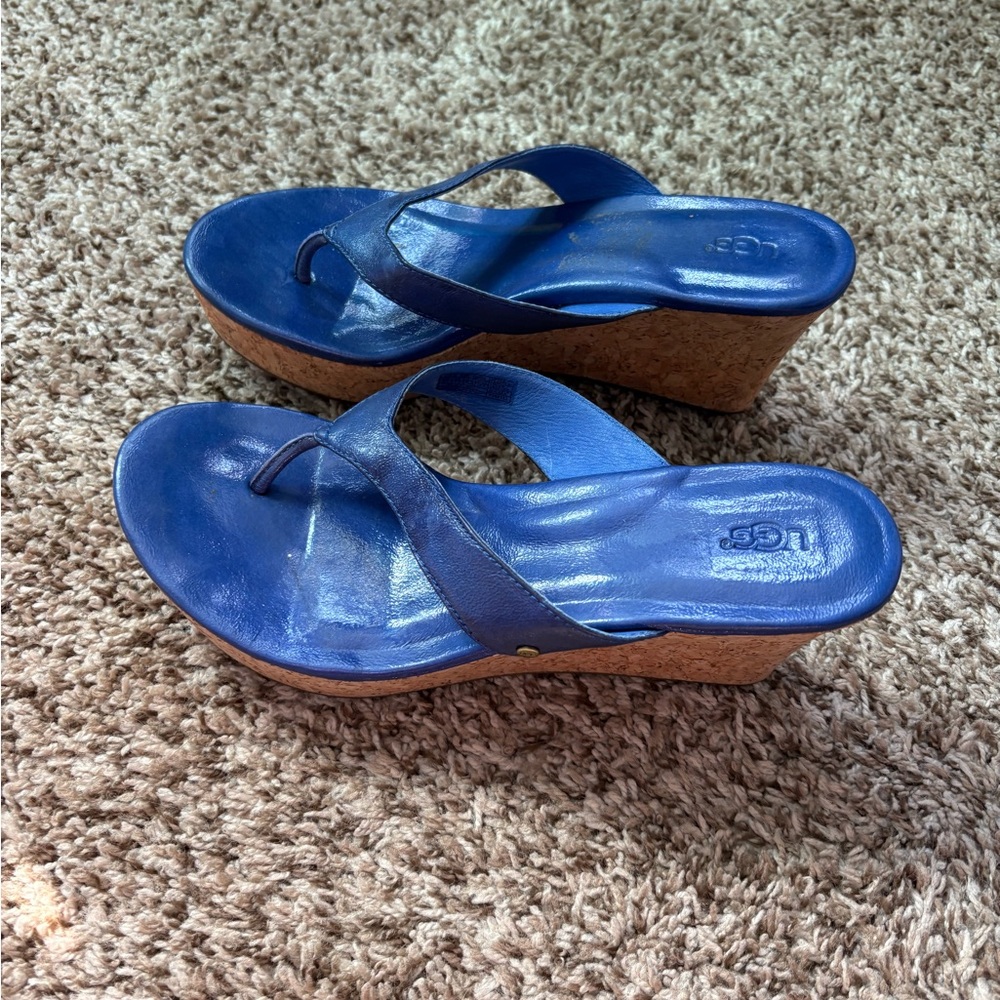 UGG Women's Vibrant Blue Wedge Sandals